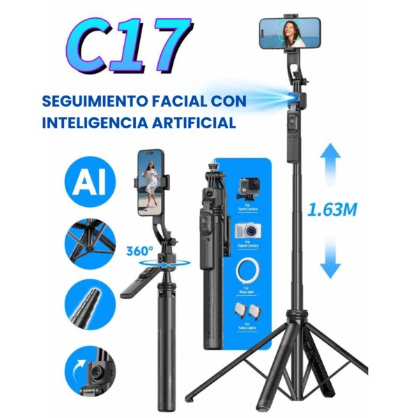 Trípode inteligente con seguimiento de rostro + 2 Luces